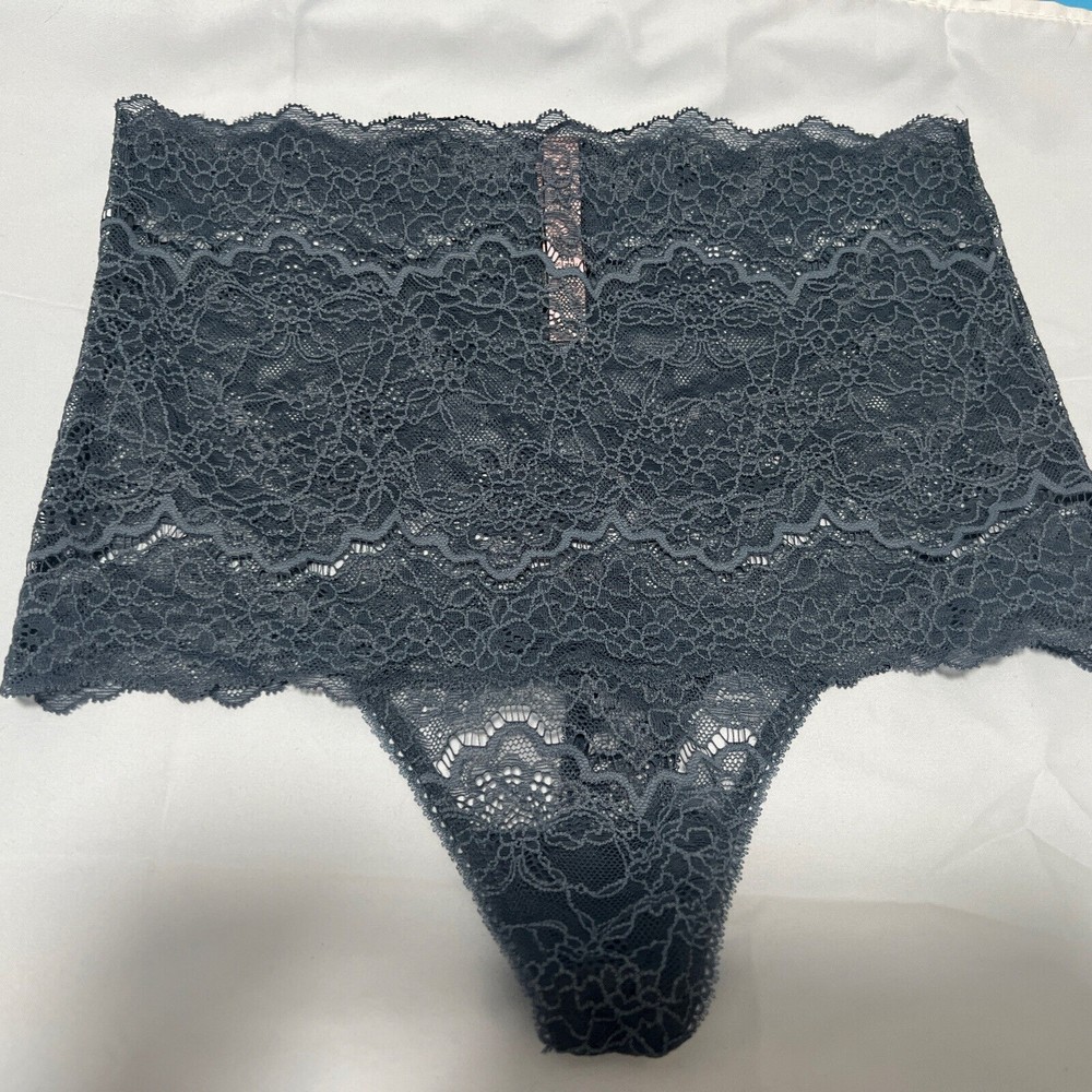Victoria's Secret Nwt‎ High Waist Floral Lace Sexy Thong Panty S Blue